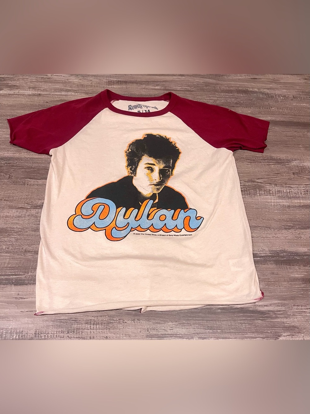 Retro Maroon Raglan Graphic Tee - Bob Dylan